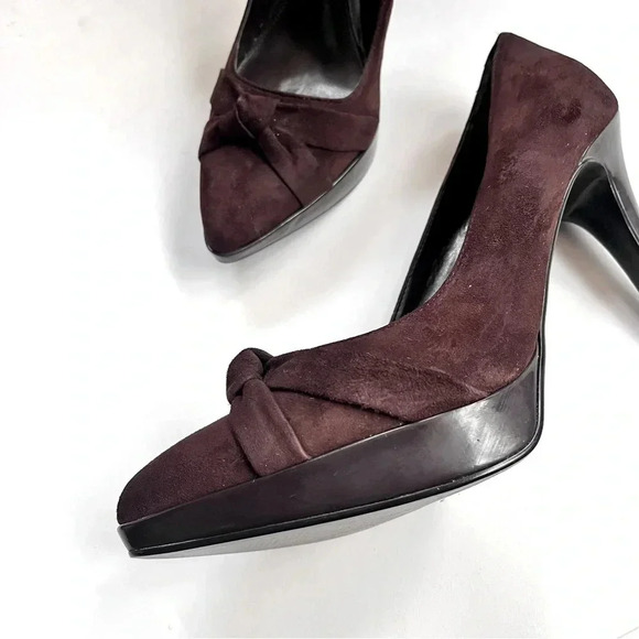 Lauren Ralph Lauren Chocolate Brown Suede Platform Pumps High Heels Size 7.5 - Picture 4 of 15